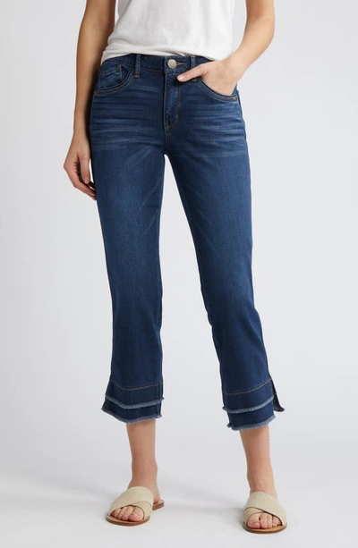 Wit & Wisdom 'ab'solution Double Frayed Hem High Waist Kick Flare Jeans In Blue