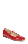 Franco Sarto Tinsley Square Toe Mary Jane Flat In Cherry Red Faux Patent