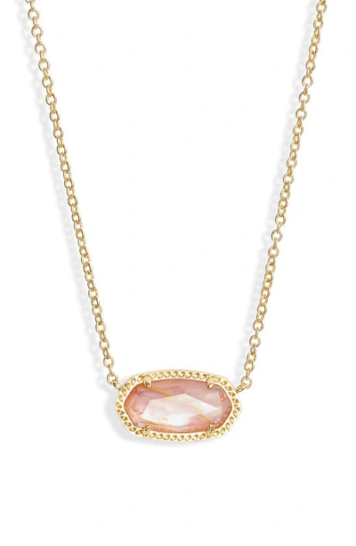 Kendra Scott Elisa Birthstone Pendant Necklace In Gold Light Pink Iridescent Abalone