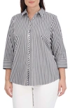 Foxcroft Charlie Stripe Button-up Shirt In Black