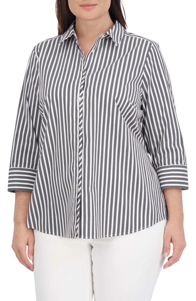 Foxcroft Charlie Stripe Button-up Shirt In Black