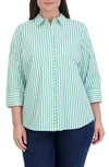 Foxcroft Charlie Stripe Button-up Shirt In Kelly Green