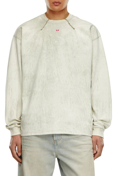 Diesel T-cos-ls Logo Patch Plaster Print Long Sleeve T-shirt In Off-white