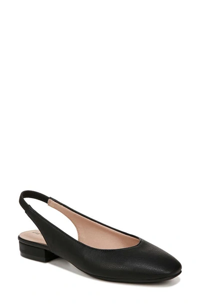 Lifestride Claire Slingback Flat In Black Faux Leather