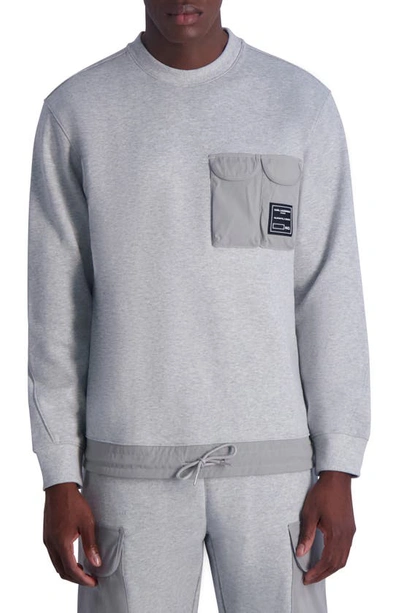 Karl Lagerfeld Cargo Pocket Sweatshirt In Heather Grey