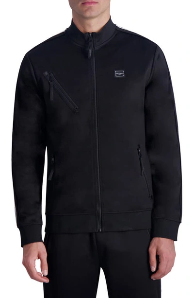Karl Lagerfeld Scuba Knit Track Jacket In Black