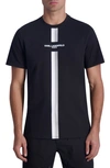 Karl Lagerfeld Racing Stripe Logo Graphic T-shirt In Black