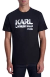 Karl Lagerfeld Stripe Logo Graphic T-shirt In Black