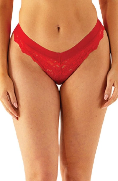 Lemonade Dolls The Picot Lace 2-pack V-brazilian Briefs In Red