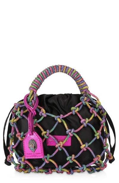 Kurt Geiger Small Embellished Macrame Tote In Charcoal