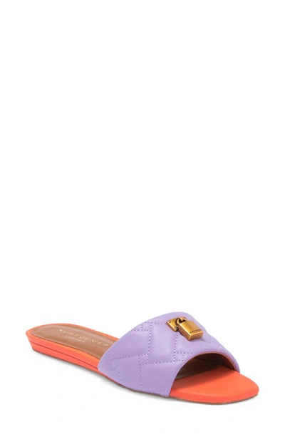 Kurt Geiger Brixton Lock Slide Sandal In Purple/ Orange