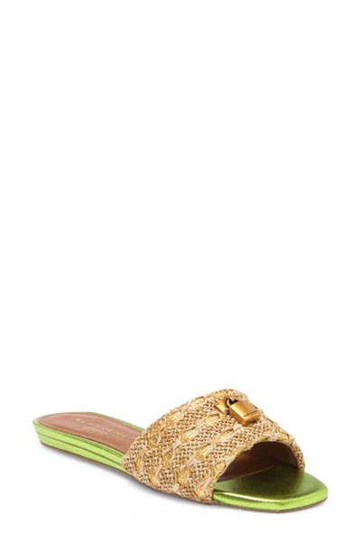 Kurt Geiger Brixton Lock Slide Sandal In Gold/green