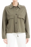 Max Studio Ponte Drawstring Jacket In Sage