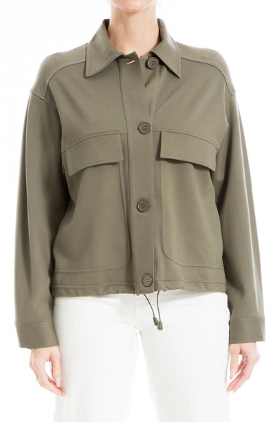 Max Studio Ponte Drawstring Jacket In Sage