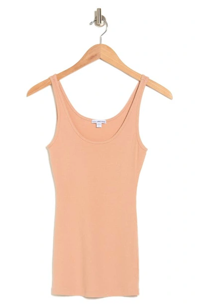 James Perse Ribbed Knit Tank In White Peach