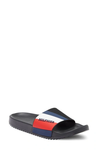 Tommy Hilfiger Slide Sandal In Black