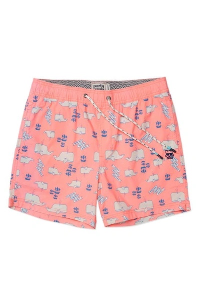Party Pants Moby Swim Trunks In Neon Pink