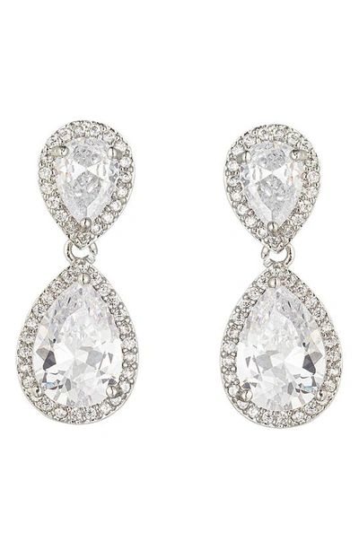 Eye Candy Los Angeles Isabella Cz Drop Earrings In Silver