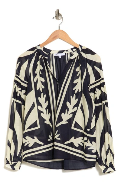 Dr2 By Daniel Rainn Long Sleeve Cotton Top In Dark Ink