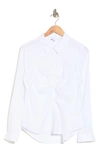 Dr2 By Daniel Rainn Ruched Button-up Shirt In New White