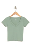 Elodie Seamless V-neck Top In Dusty Green