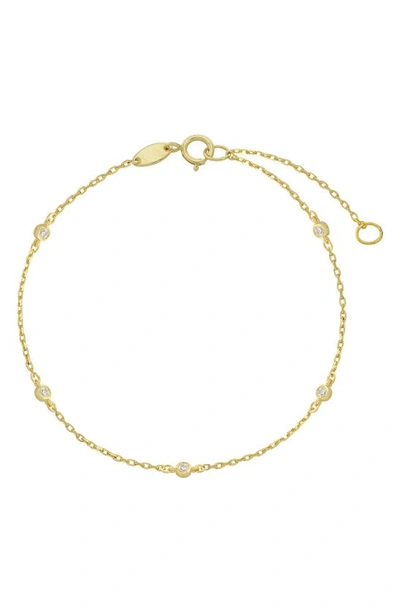 Candela Jewelry 10k Gold Bezel Set Cz Station Anklet In Clear