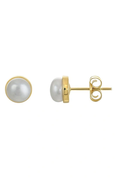 Candela Jewelry 14k Gold Freshwater Pearl Stud Earrings