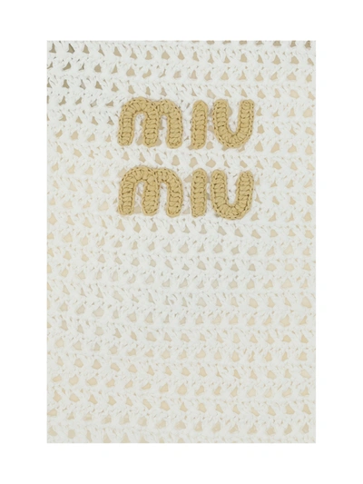 Miu Miu Shopping Bag In Bianco+naturale