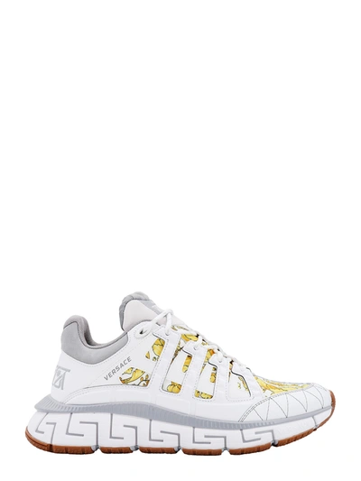 Versace Leather Trainers With La Greca Motif In White