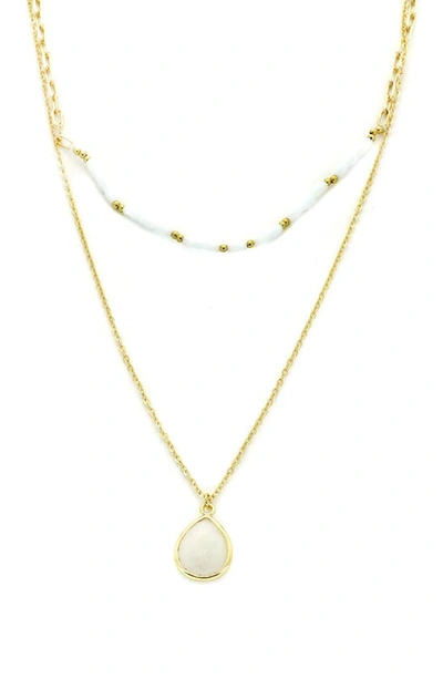 Panacea Layered Stone & Bead Necklace In Gold