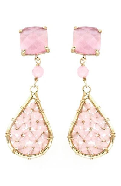 Panacea Crystal Drop Earrings In Pink
