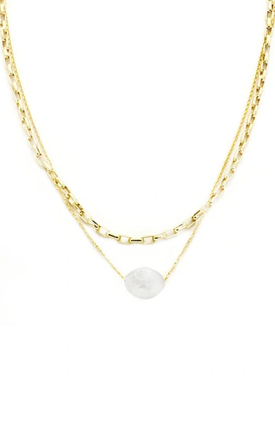 Panacea Imitation Pearl Layered Necklace In Gold/ Pearl