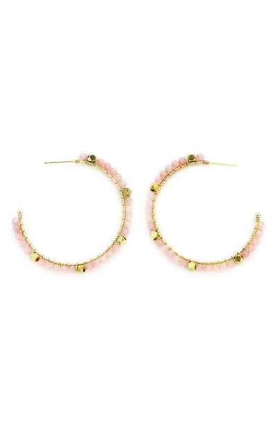 Panacea Pink Crystal Beaded Hoop Earrings In Neutral