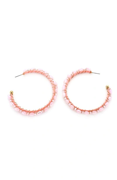 Panacea Crystal Hoop Earrings In Pink