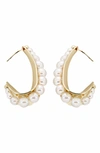 Panacea Imitation Pearl Hoop Earrings In Gold/ Pearl