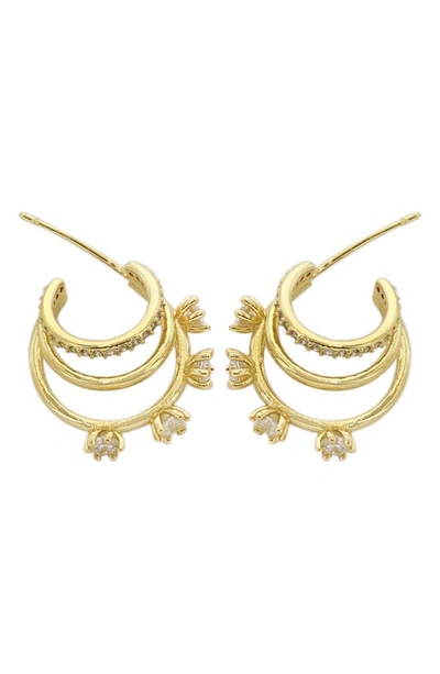 Panacea Cz Triple Hoop Earrings In Gold