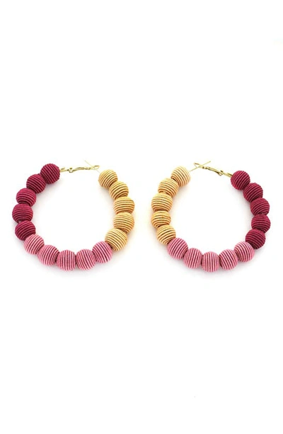 Panacea Ball Hoop Earrings In Pink