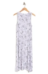 Donna Karan Stripe Nightgown In Light Grey Floral