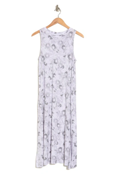 Donna Karan Stripe Nightgown In Light Grey Floral