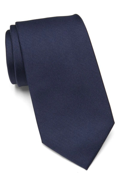 Calvin Klein Silver Spun Solid Tie In Navy