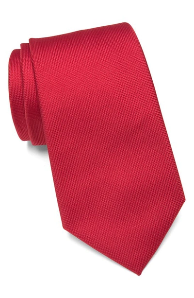 Calvin Klein Silver Spun Solid Tie In Red