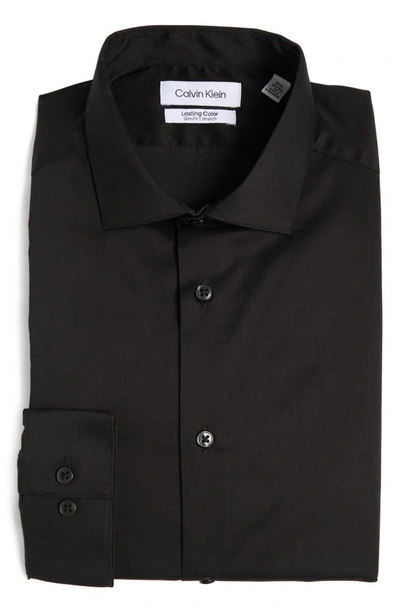Calvin Klein Lasting Color Slim Fit Dress Shirt In Black Beauty
