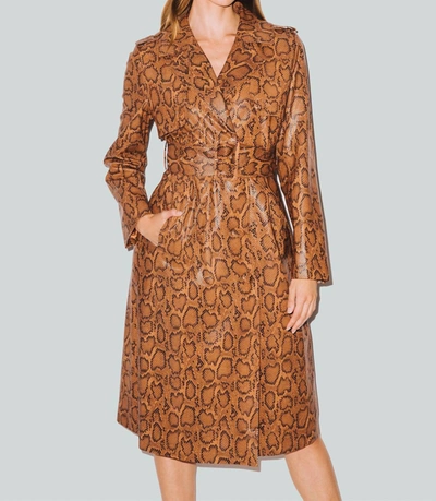 Hilary Macmillan Snakeskin Trench Coat In Brown Mix In Multi