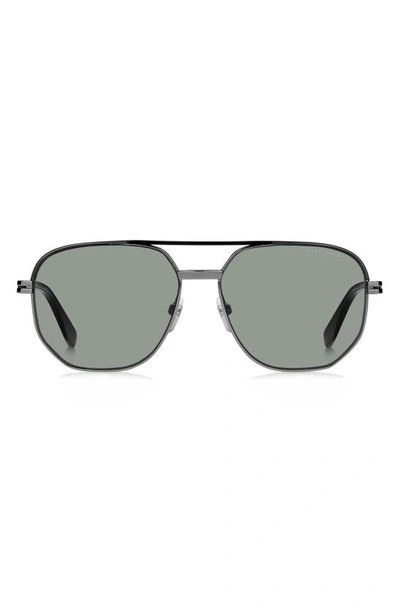 Marc Jacobs 58mm Gradient Aviator Sunglasses In Ruthenium Black/ Green