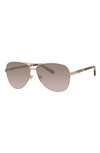 Kate Spade 57mm Bethannos Aviator Sunglasses In Gold/ Brwn Sh Slvr Mr