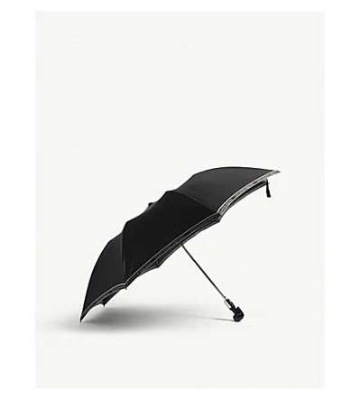 Alexander Mcqueen Selvedge Long Umbrella In Black Ivory
