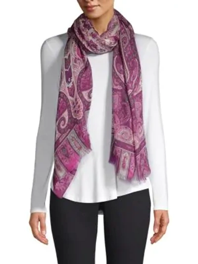Etro Paisley Print Cashmere Scarf In Pink
