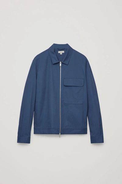 Cos Zip-up Shirt Jacket In Blue