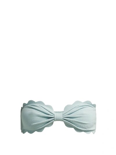 Marysia Antibes Scallop-edged Bandeau Bikini Top In Pool