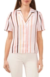 Halogen Short Sleeve Button-up Camp Shirt In Bright White Stripe